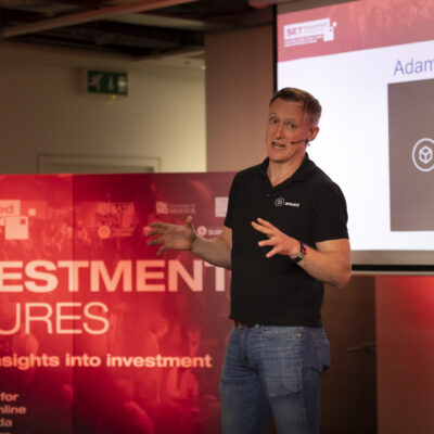 Founder delivering investment pitch